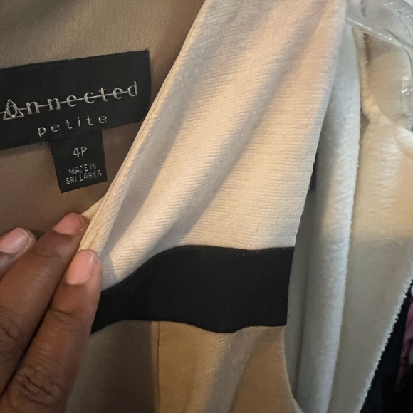 Knee length dress. Black, tan and white. Petite - Picture 2 of 2